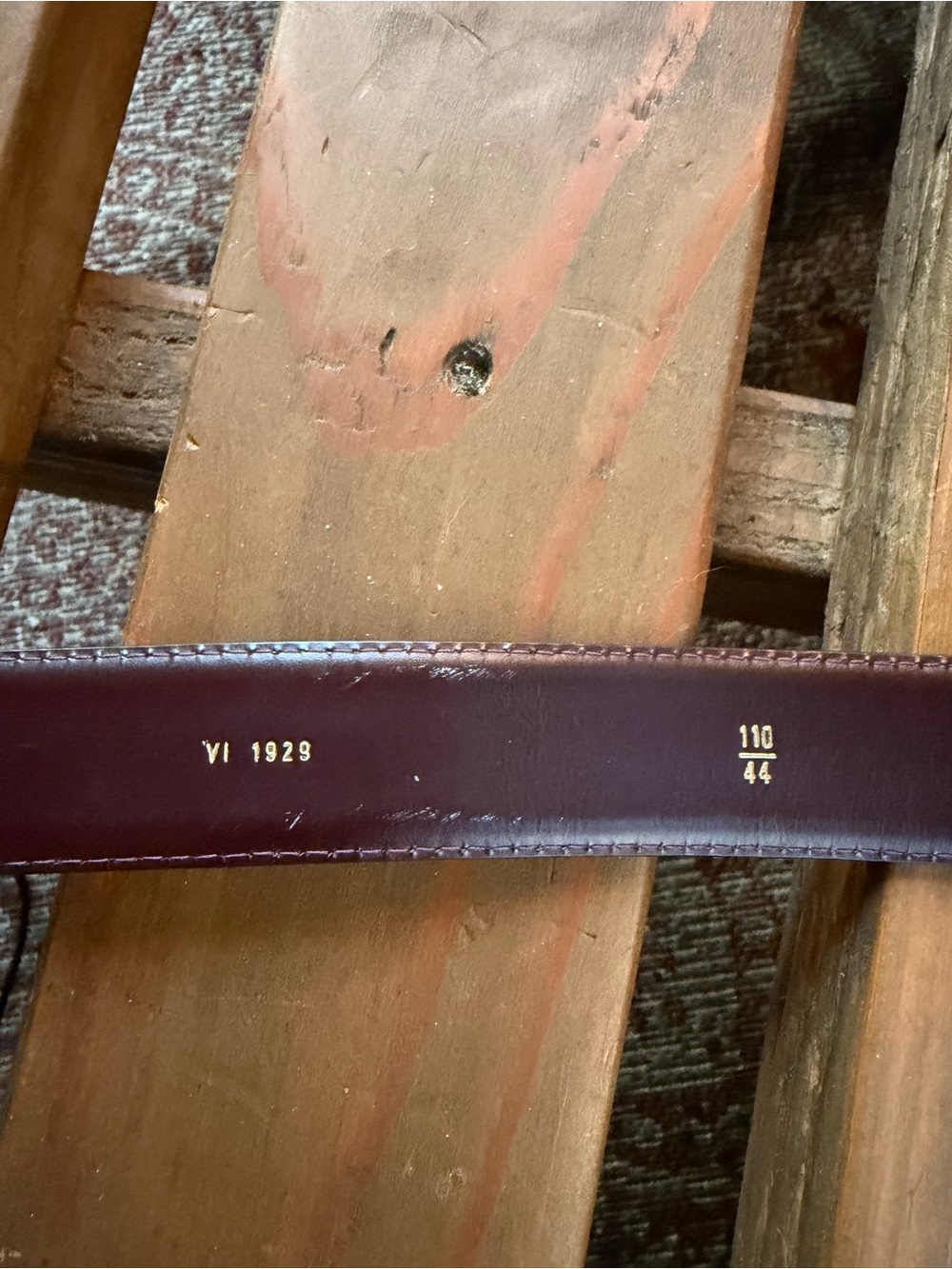 Louis Vuitton Deep Burgundy Leather Belt with Gold-Tone Buckle Sz 110/44 - Picture 5 of 15